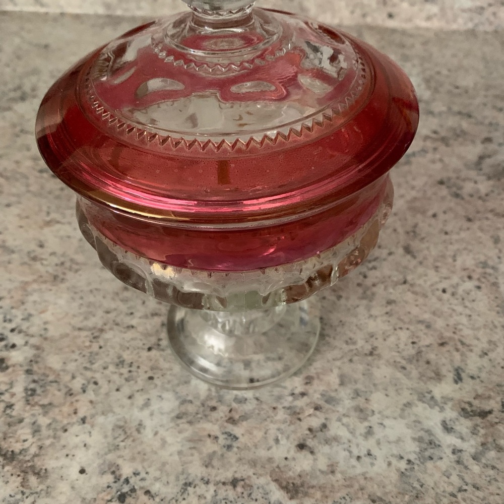 Vintage Kings crown rubyred candy dish